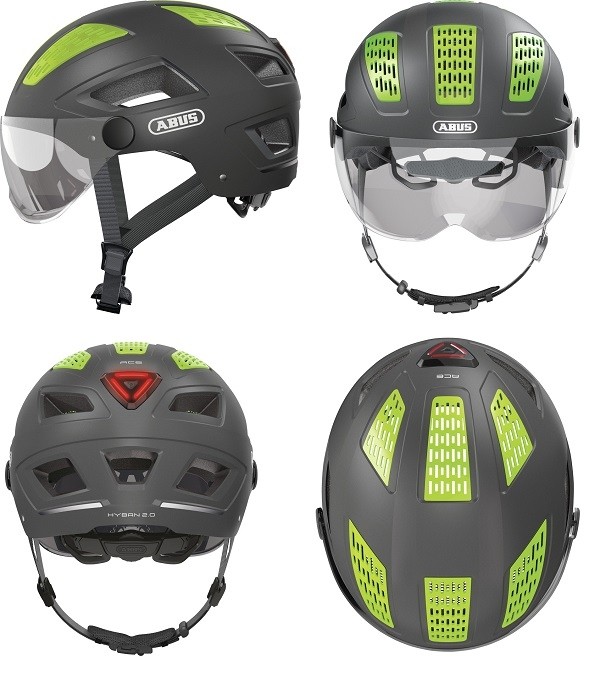Abus Fahrradhelm Hyban 2.0 Ace Größe L 56-61 cm titan Fliegennetz Visier