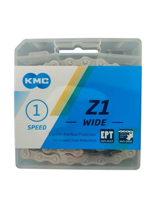 KMC Fahrradkette Z1 Wide EPT 128 Glieder 1/2x1/8 Zoll mit Snap-On Verschluss