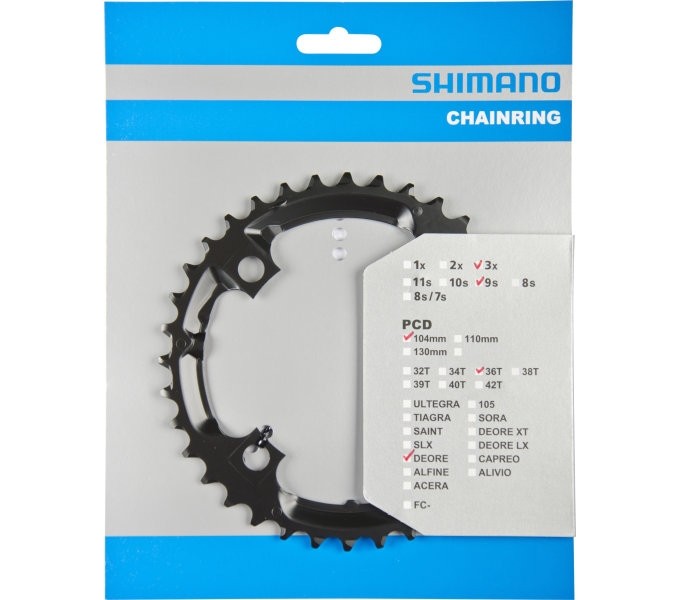 Shimano Kettenblatt Deore FC-M590 36 Zähne schwarz 4Loch LK104mm Y-1LD98090