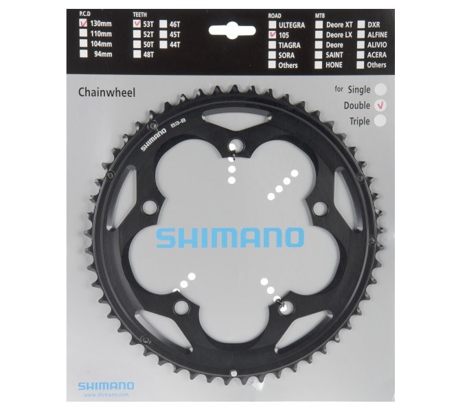 Shimano Kettenblatt 105 FC-5700 53 Zähne schwarz 5Loch LK130mm Y1M398160