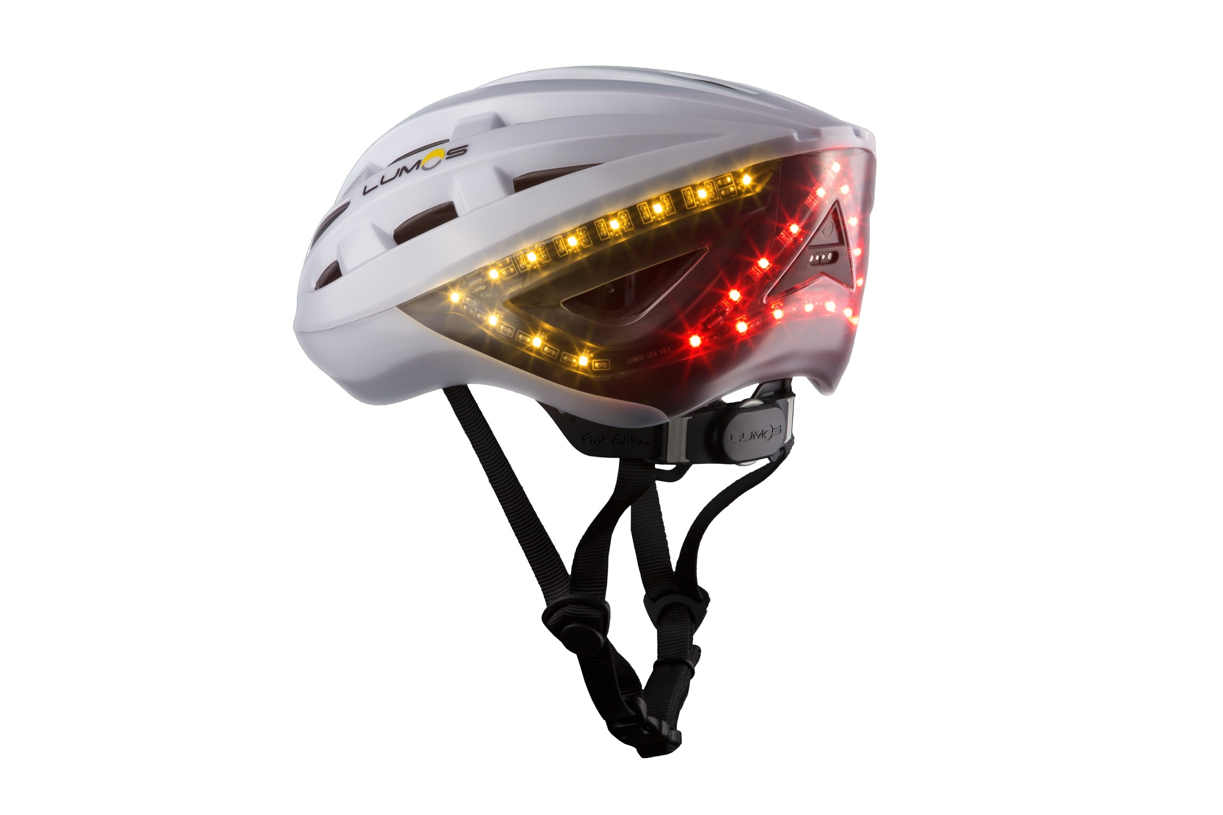 Lumos Fahrradhelm LED Helm Blinker Bremslicht Licht Remote weiß pearl white