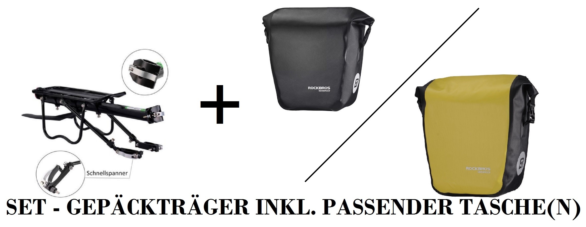 Set - Gepäckträger für Sattelstange & Gepäcktaschen nach Wahl 18 Liter