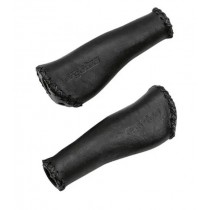 Ergotec Fahrradgriffe Monaco Leder schwarz lang lang 135 mm mit Stopfen