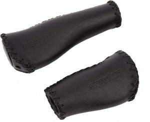 Ergotec Fahrradgriffe Monaco Leder schwarz lang kurz 135 / 92 mm Stopfen Nabenschaltung
