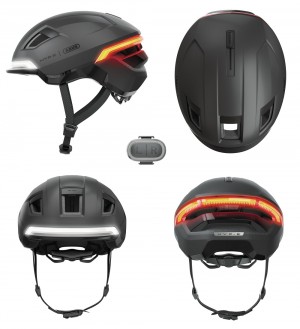 Abus Fahrradhelm HYP-E Volcano Farbe titan Größe L 57-61 cm S-Pedelec Licht Blinker