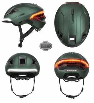 Abus Fahrradhelm HYP-E jungle green Größe M 54-58 cm S-Pedelec Licht Blinker