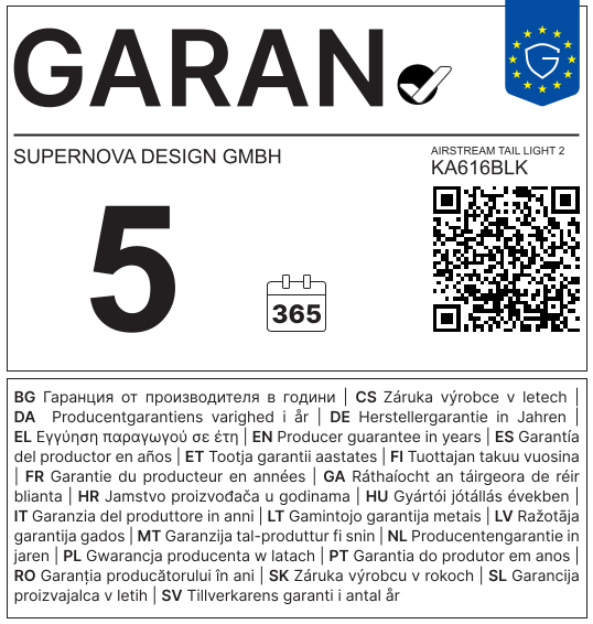 GARAN-Label: Herstellergarantie